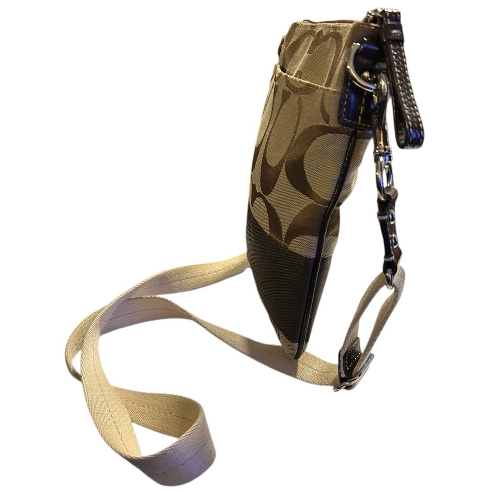 Coach Signature Brown/Tan Jacquard Crossbody Shoulder/Handbag - Picture 3 of 6